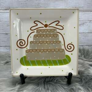 Retired Coton Colors Wedding Cake Ceramic Plate 12 Inch WED-12SQP-CAKE